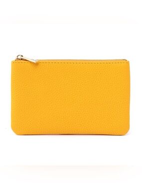 NWOT Mini "M" Case Zippered Leather Pouch in Sun Yellow with Gold Hardware